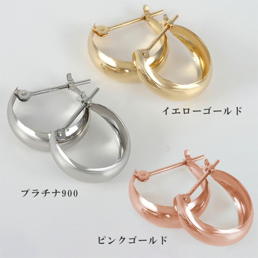 ピアス ムーンピアス 18金 プラチナ アレルギー対応 5mm×13mm レディース シンプル 地金 つけっぱなし 甲丸 k18 ゴールドの画像