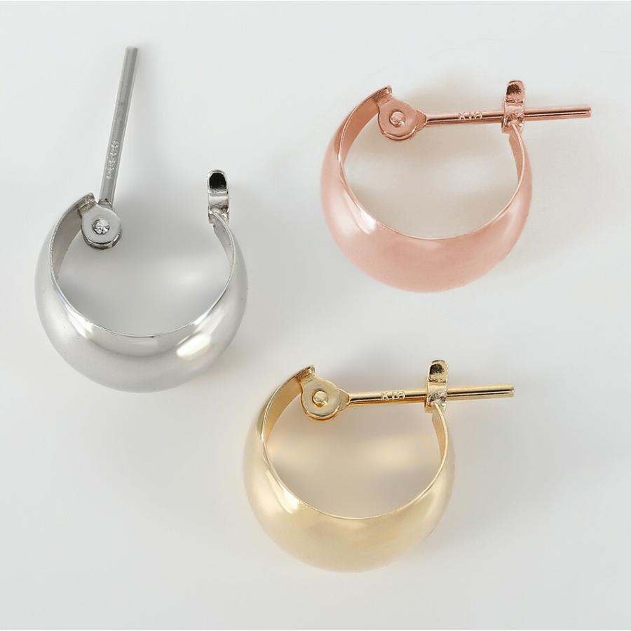 ピアス ムーンピアス プラチナ 18金 アレルギー対応 レディース シンプル 地金 つけっぱなし k18 ゴールド 甲丸 7mm×10mmの画像