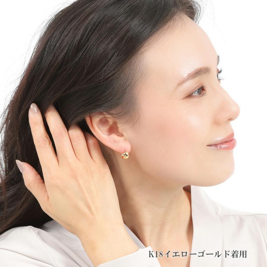 ピアス ムーンピアス プラチナ 18金 アレルギー対応 レディース シンプル 地金 つけっぱなし k18 ゴールド 甲丸 7mm×10mmの画像
