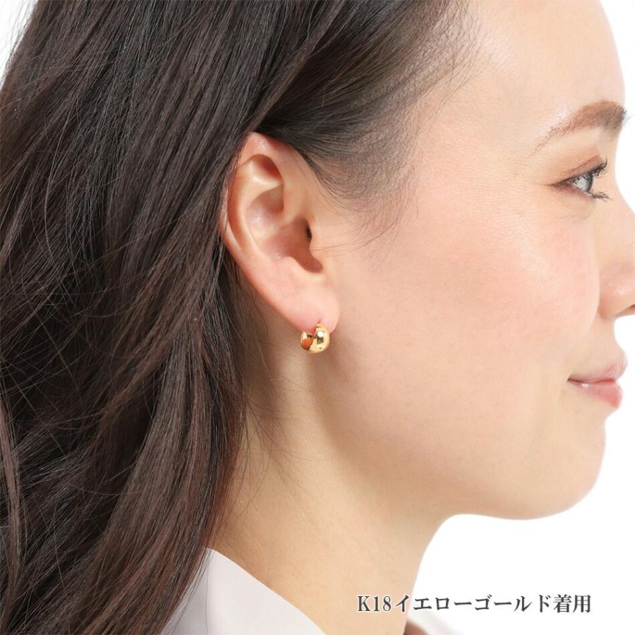 ピアス ムーンピアス プラチナ 18金 アレルギー対応 レディース シンプル 地金 つけっぱなし k18 ゴールド 甲丸 7mm×10mmの画像