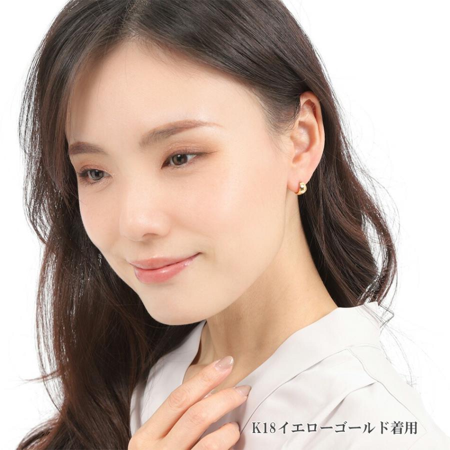 ピアス ムーンピアス プラチナ 18金 アレルギー対応 レディース シンプル 地金 つけっぱなし k18 ゴールド 甲丸 7mm×10mmの画像