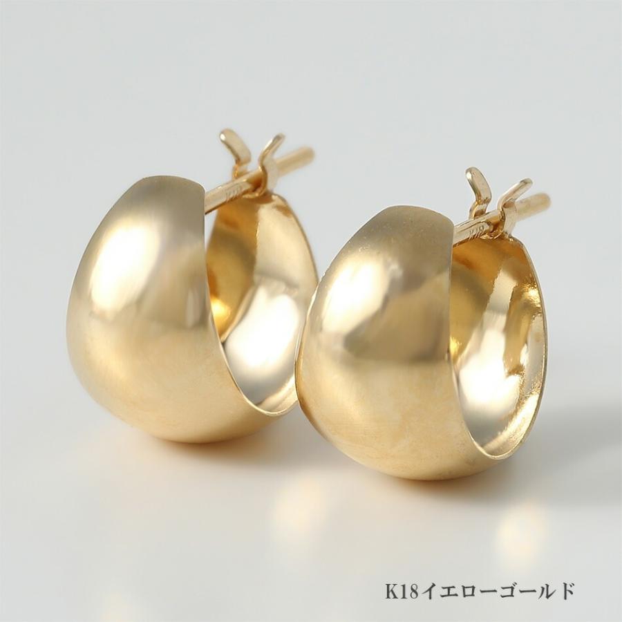 ピアス ムーンピアス プラチナ 18金 アレルギー対応 レディース シンプル 地金 つけっぱなし k18 ゴールド 甲丸 7mm×10mmの画像