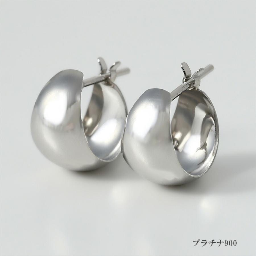 ピアス ムーンピアス プラチナ 18金 アレルギー対応 レディース シンプル 地金 つけっぱなし k18 ゴールド 甲丸 7mm×10mmの画像