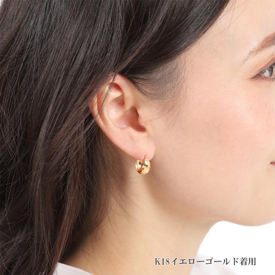 ピアス ムーンピアス 18金 プラチナ アレルギー対応 レディース シンプル 地金 つけっぱなし k18 ゴールド 甲丸 7mm×13mmの画像