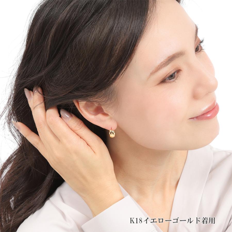 ピアス ムーンピアス 18金 プラチナ アレルギー対応 レディース シンプル 地金 つけっぱなし k18 ゴールド 甲丸 7mm×13mmの画像