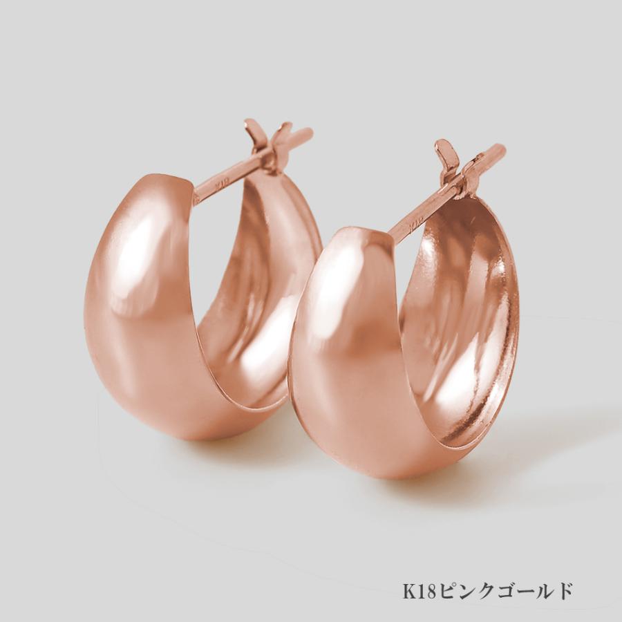 ピアス ムーンピアス 18金 プラチナ アレルギー対応 レディース シンプル 地金 つけっぱなし k18 ゴールド 甲丸 7mm×13mmの画像