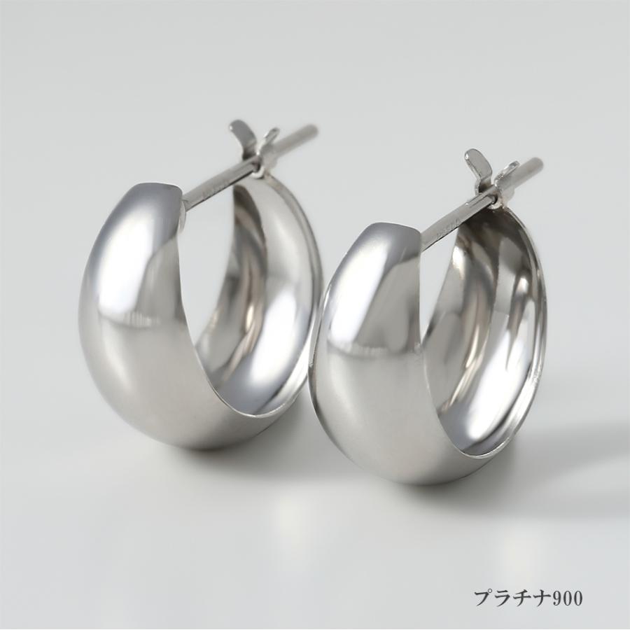 ピアス ムーンピアス 18金 プラチナ アレルギー対応 レディース シンプル 地金 つけっぱなし k18 ゴールド 甲丸 7mm×13mmの画像