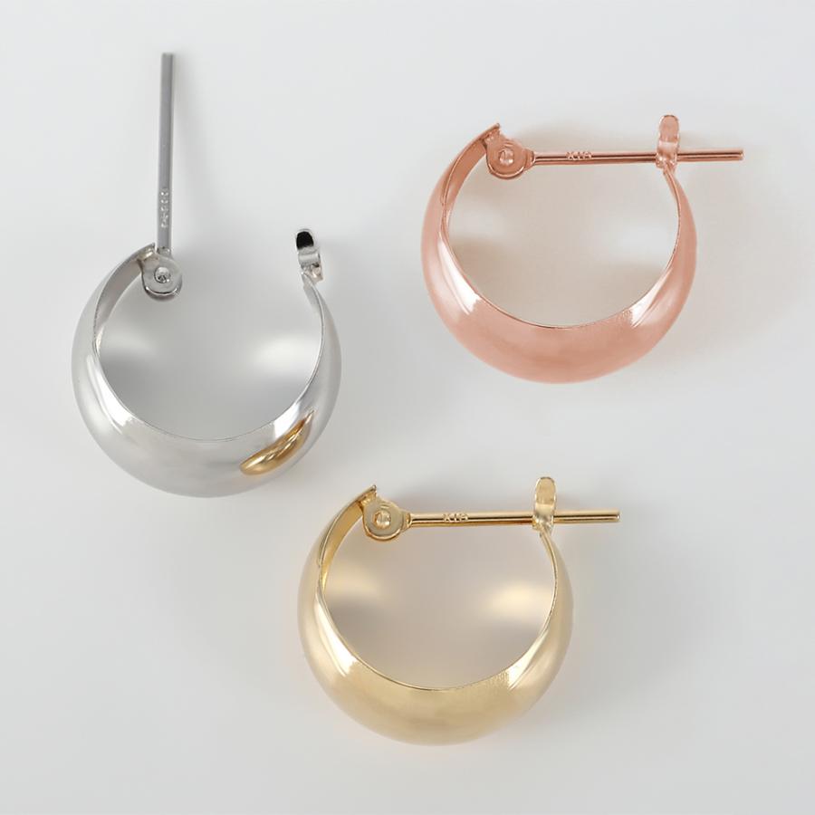 ピアス ムーンピアス 18金 プラチナ アレルギー対応 レディース シンプル 地金 つけっぱなし k18 ゴールド 甲丸 7mm×13mmの画像