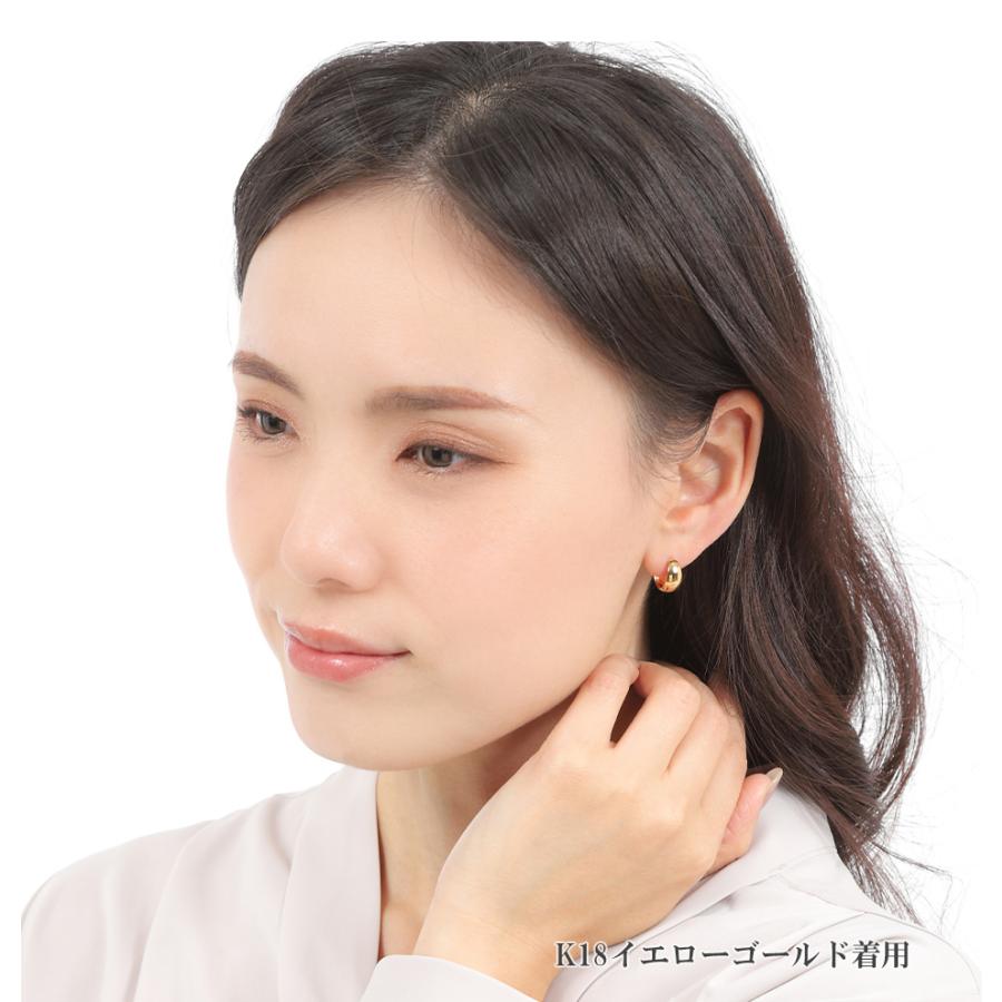 ピアス ムーンピアス 18金 プラチナ アレルギー対応 レディース シンプル 地金 つけっぱなし k18 ゴールド 甲丸 7mm×13mmの画像