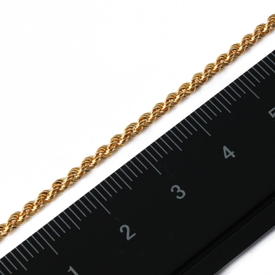 ロープチェーン ネックレス 18金 チェーン だけ 40cm 幅1.9mm K18 18K 刻印あり 地金 ロープ 中空 ツイスト チェーンのみの画像