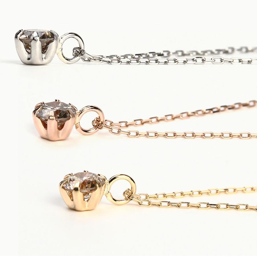 ダイヤ ネックレス 一粒 k18 18金 プラチナ 45cm アレルギー対応 天然 ダイヤモンド 0.15ct レディースの画像