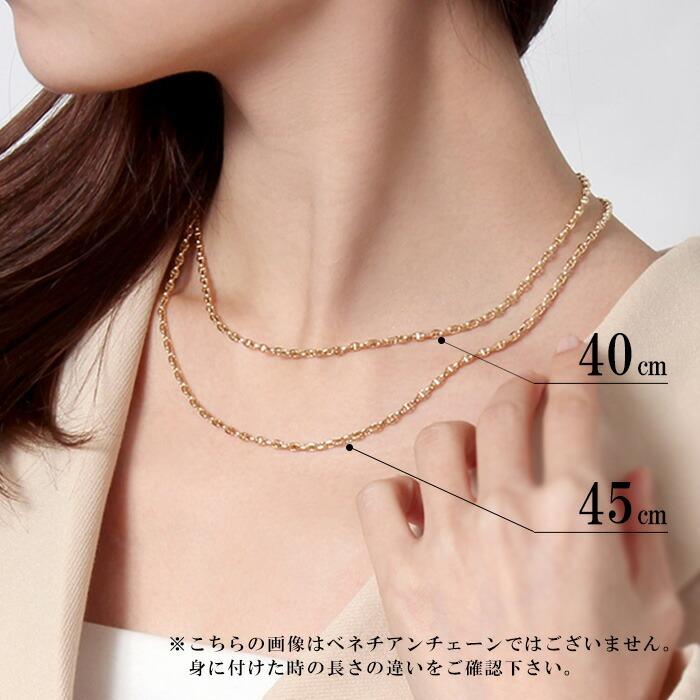 ネックレス チェーン のみ 18金 18k プラチナ レディース 45cm 幅0.8mm ゴールド k18 ベネチアンネックレスの画像