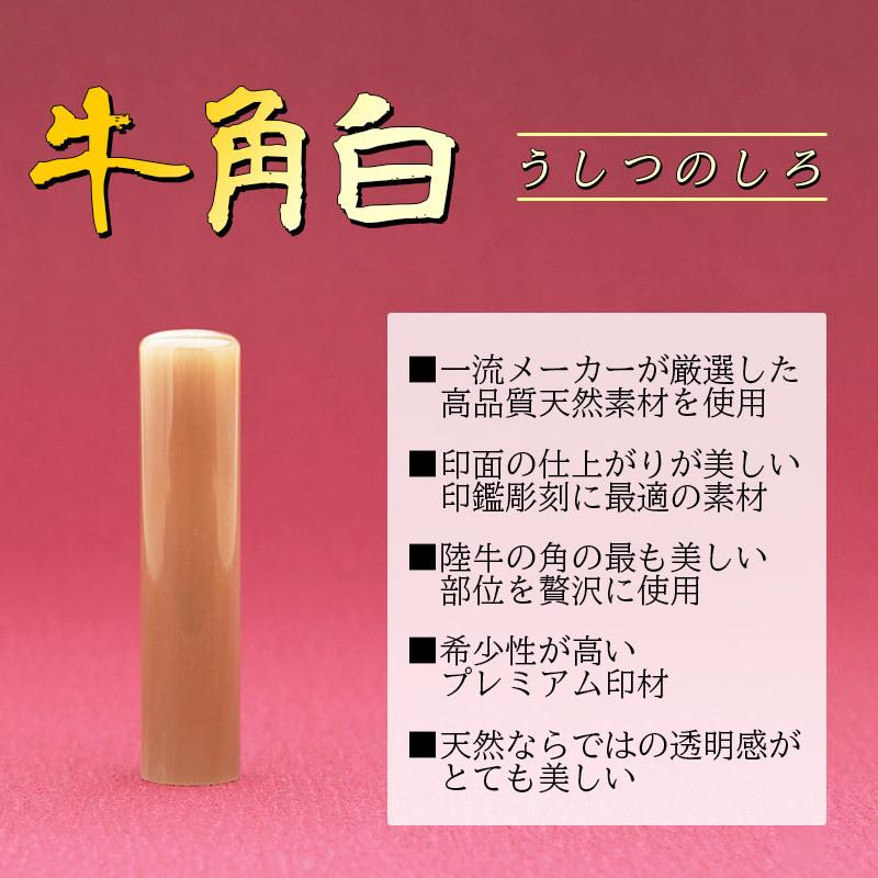 印鑑 作成 銀行印 男性用 女性 牛角白15.0mm 同時購入でケースがお得