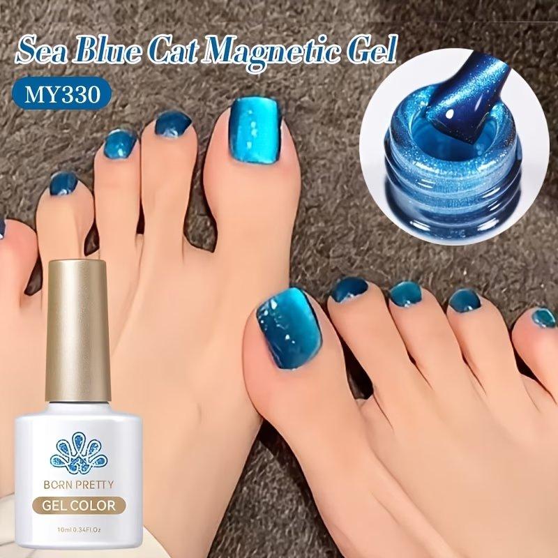新品ボーンプリティ 10ml 猫マグネットジェル 高透明ガラスビーズ 月光　水光 10ml オーシャンブルー ガラスビーズ 猫 マグネット ネイルジェル