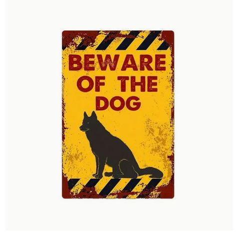 1枚 ブリキ看板 犬に注意 BEWEAR OF THE DOG レトロサイン エリア