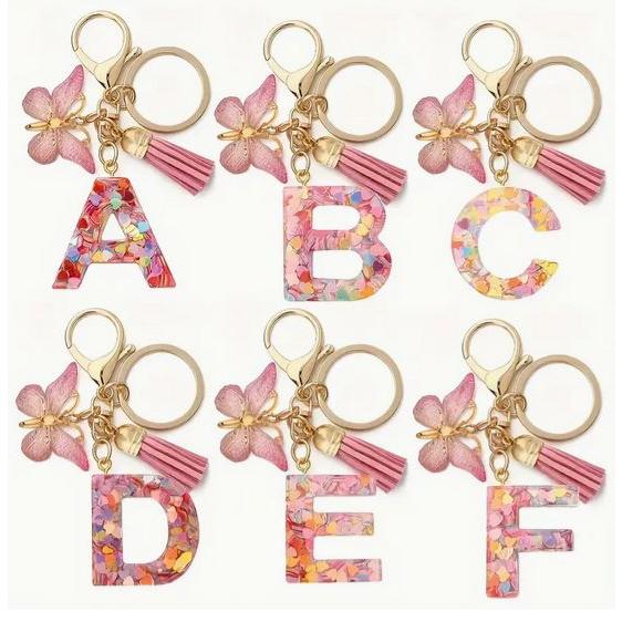 アルファベット イニシャル レター キーホルダー かわいい 蝶々