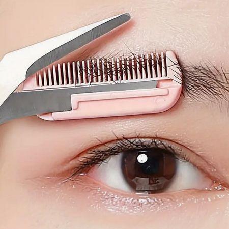 1pc ステンレス製 眉毛トリミングハサミ くし付き - 眉毛のための