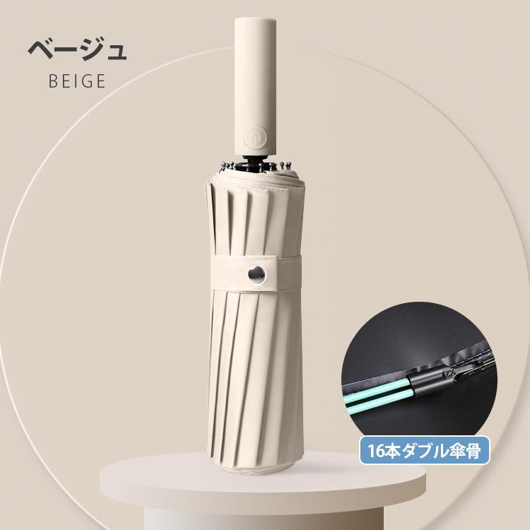 折りたたみ傘 強風対応 自動開閉 晴雨兼用 16本骨 UVカット ワンタッチ