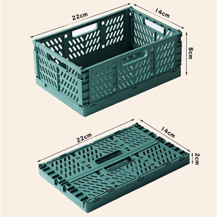 コンテナボックス  折りたたみ 6個入り 収納ボックス バスケット 積み重ね 取っ手付き かご バスケット 小型 軽量 折り畳み プラスチック おしゃれ |  | 08