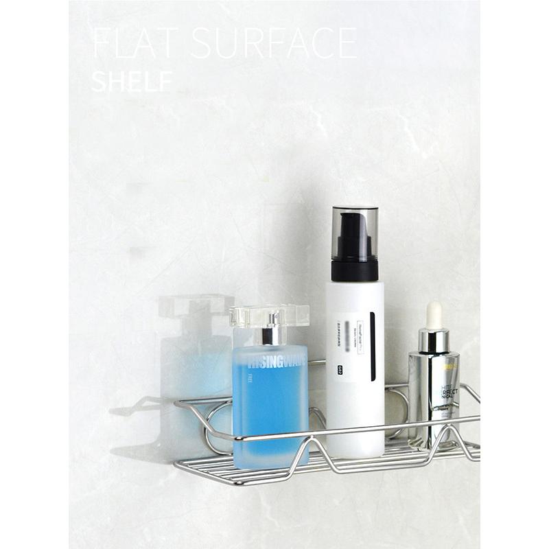 バスルーム 収納 ステンレス製 浴室ラック 粘着 お風呂 収納 バスルームラック キッチン収納 洗面所ラック 調味料ラック タオル掛け 【ラック２個＋フック４個】 |  | 02