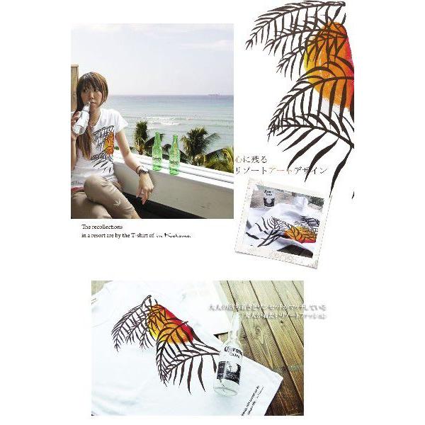 Tシャツ 半袖 レディース サンセット やし柄 S M L XL カジュアル