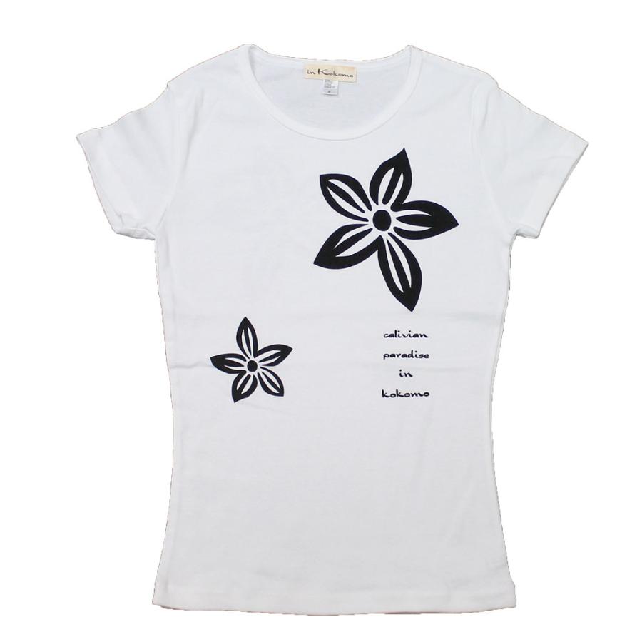 Tシャツ 半袖 レディース BIG シンプル プルメリア柄 フラ S M L XL