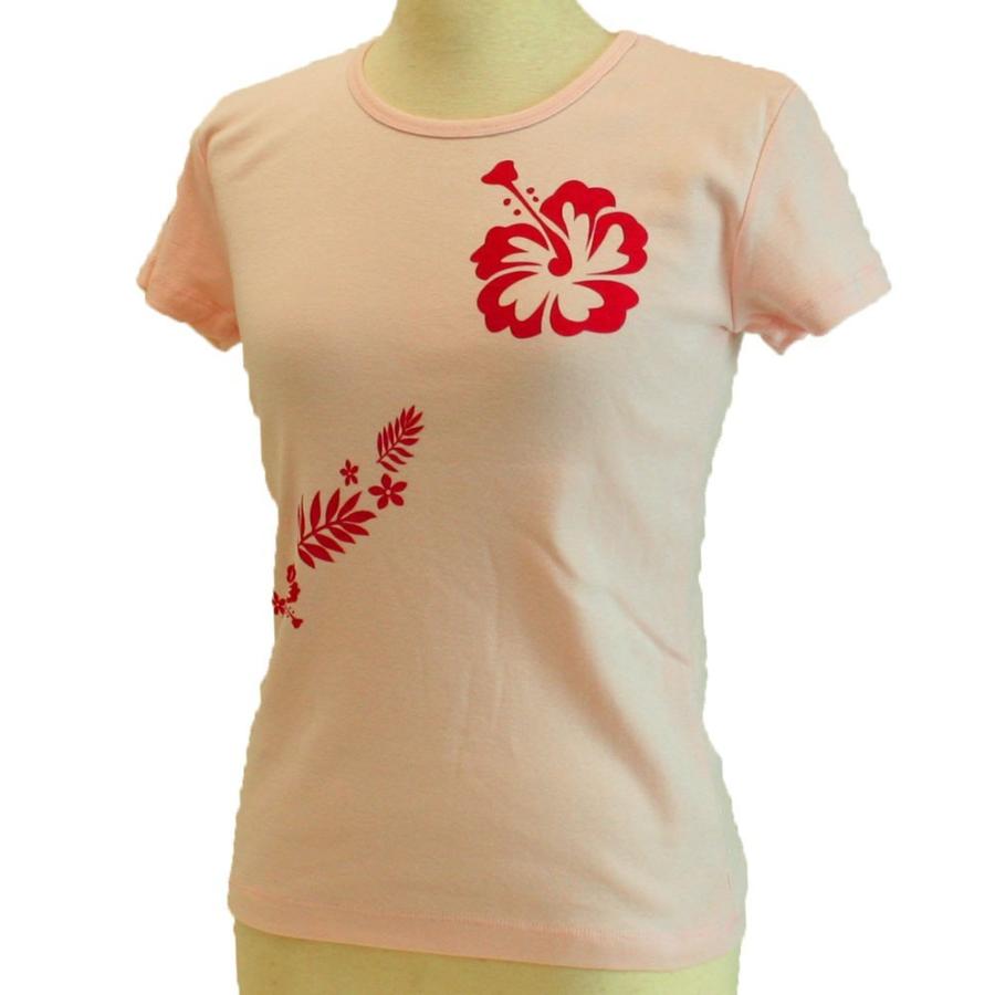 レディースTシャツ ピンク ハイビスカス Tシャツ S M L XL レディースTシャツ ピンク ハイビスカス Tシャツ S M L XL