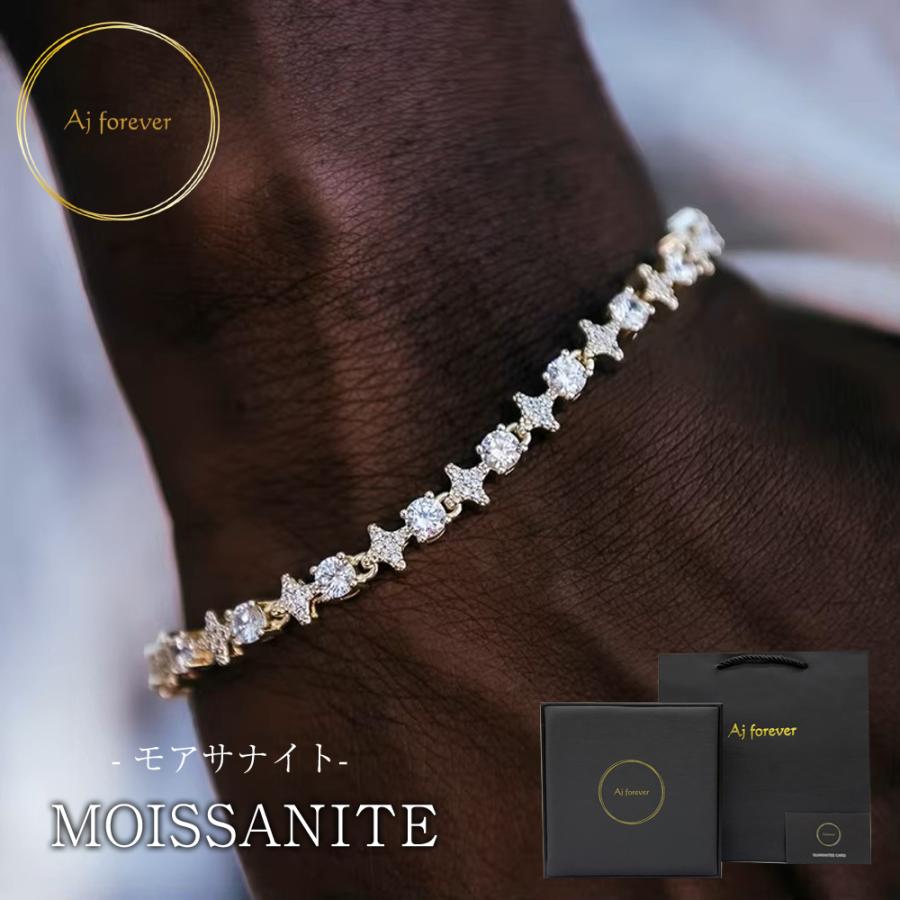 モアサナイト テニスブレスレット 6mm幅 ブレスレット メンズ