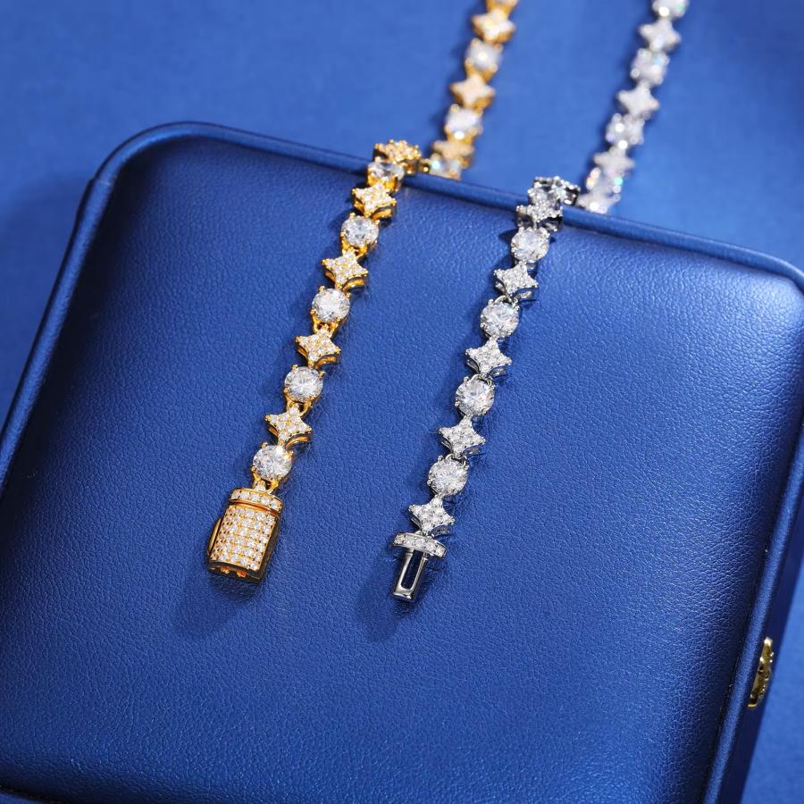 モアサナイト テニスブレスレット 6mm幅 ブレスレット メンズ