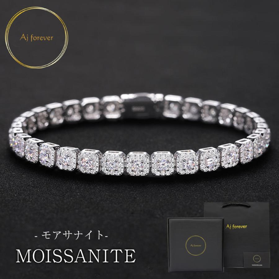 モアサナイト テニスブレスレット 6mm幅 ブレスレット メンズ
