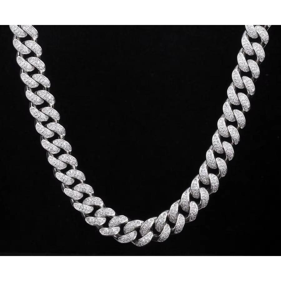 １２mm x ５０cm マイアミキューバンチェーン 大粒CZダイヤ マイアミ キューバンチェーン 喜平 ネックレス 12mm幅 50cm