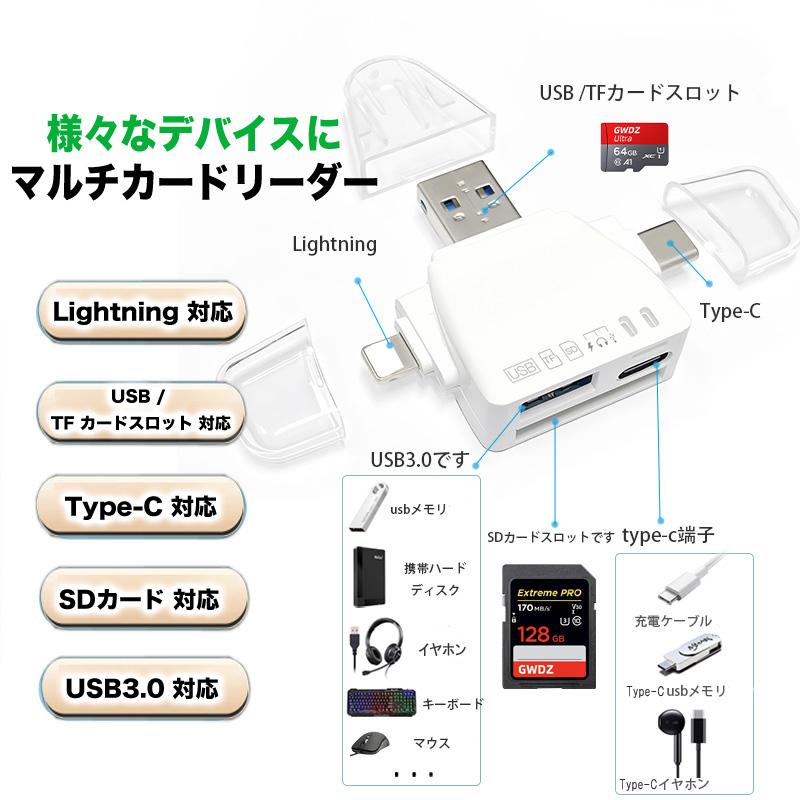 SDカードリーダー 7in1 iPhone iPad Android パソコン 対応 2TB