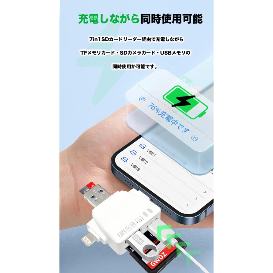 SDカードリーダー 7in1 iPhone iPad Android パソコン 対応 2TB 