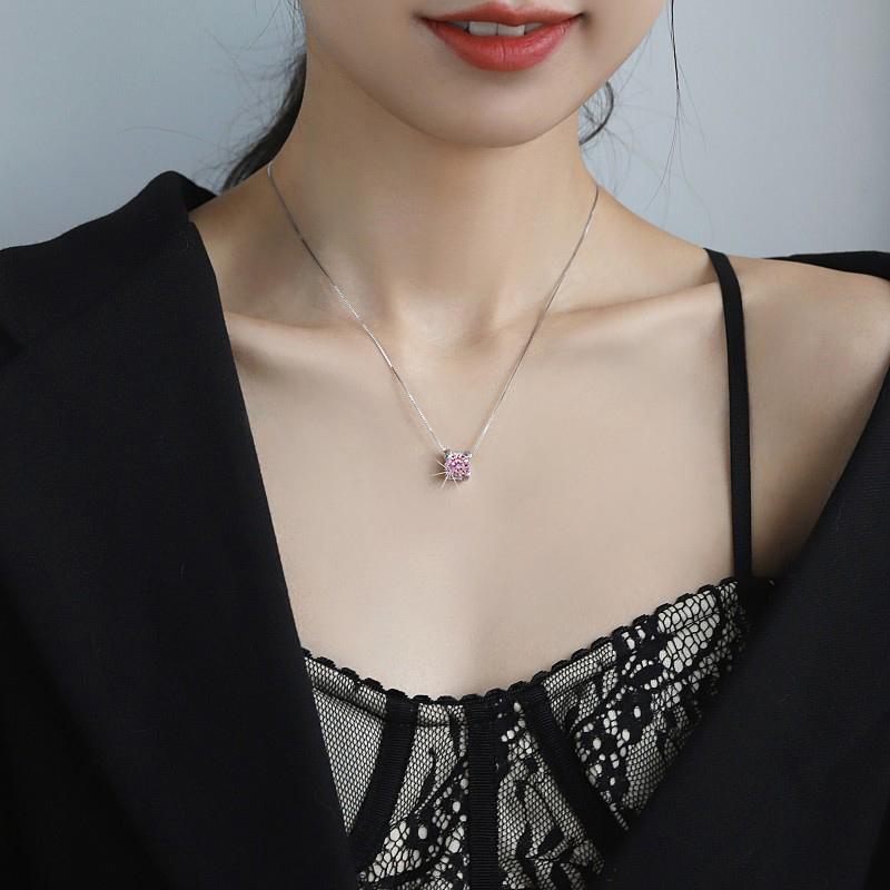 ピンク モアサナイト ネックレス 1ct 一粒 レディース ダイヤモンド