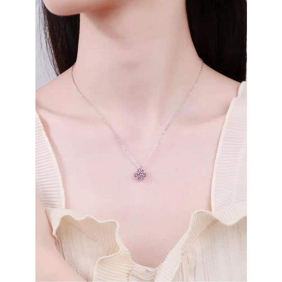 ピンク モアサナイト ネックレス 1ct 一粒 レディース ダイヤモンド 