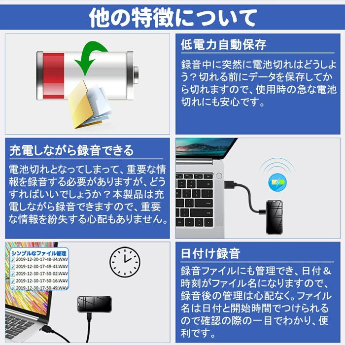 ボイスレコーダー 小型 32GB iPhone android スマホ 録音管理 最大2276