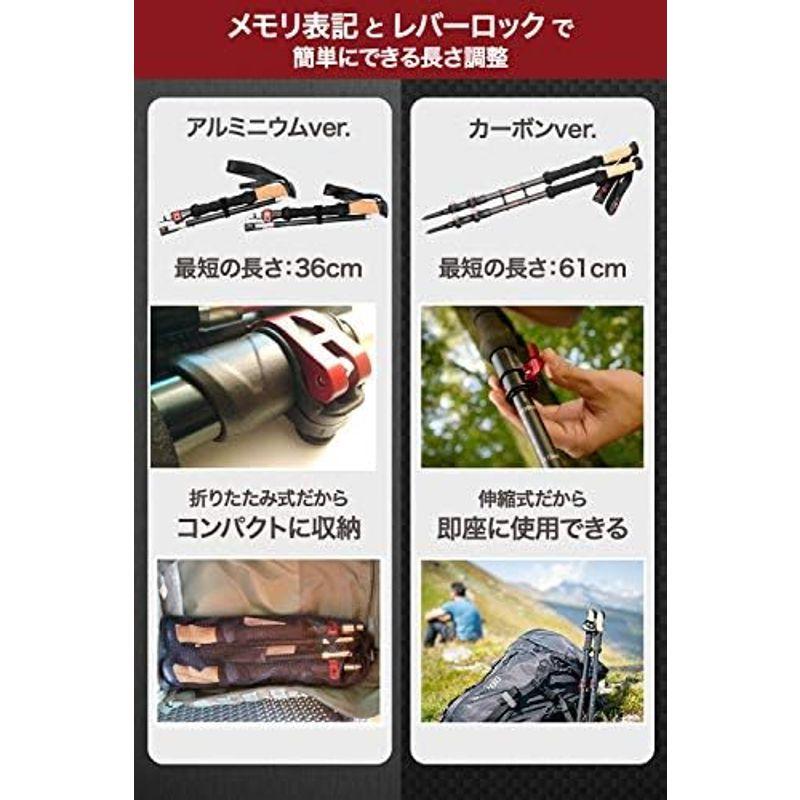 入荷実績 Rothwild ドイツ産 トレッキングポール カーボン 折りたたみ式 2本セット 超軽量 高強度 登山 収納バッグ付 ストック ステッキ