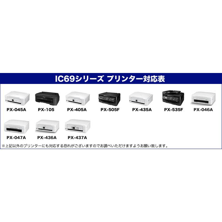 プリンターインク エプソン EPSON インクカートリッジ プリンター インク IC69 4色セット +ブラック1個 ICBK69 計5個 IC4CL69 カートリッジ 純正互換 | カラリオ | 01