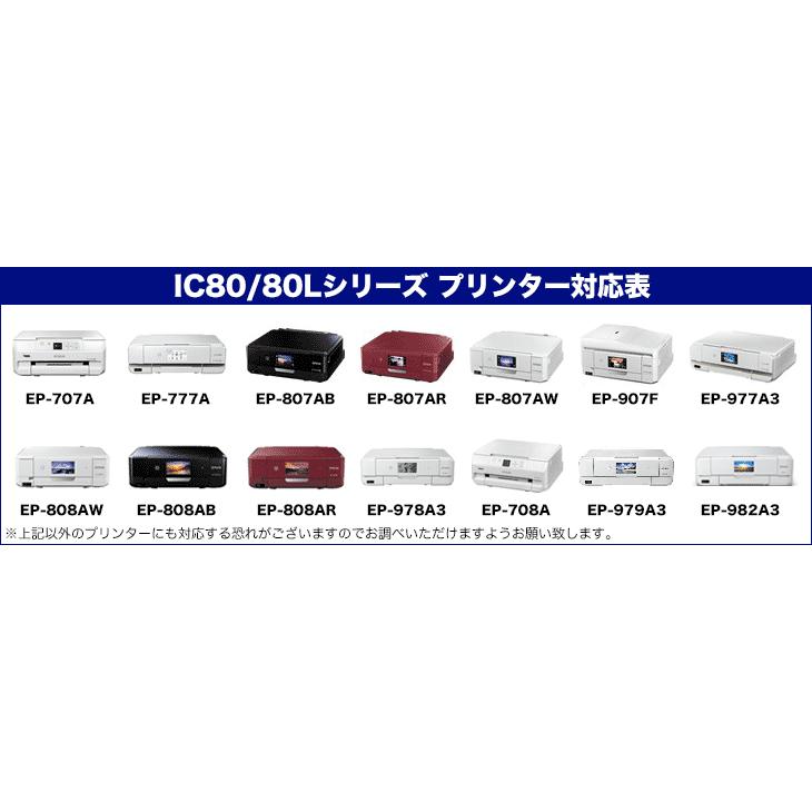 プリンターインク エプソン EPSON インクカートリッジ プリンター インク IC80L ICLC80L ライトシアン・増量版 IC6CL80L対応 カートリッジ 純正互換｜inkstore｜02