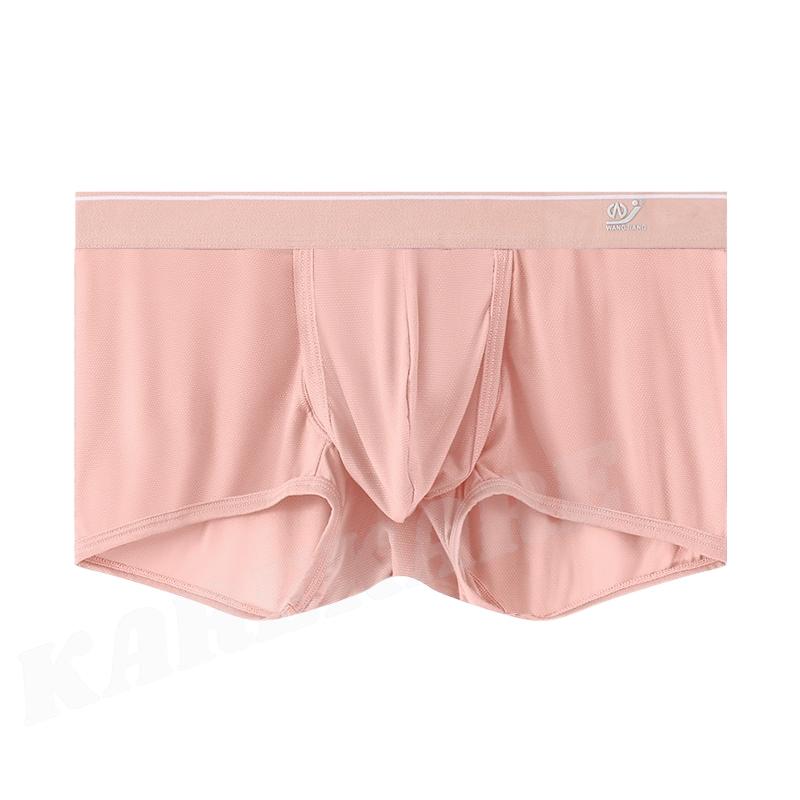 新商品入荷！ WANGJIANG/ワンジャン トランクス ボクサー メッシュ スケ感 通気性 放湿性 超ストレッチ アイスシルク フロントサイドオープン メンズ 男性 下着 |  | 01