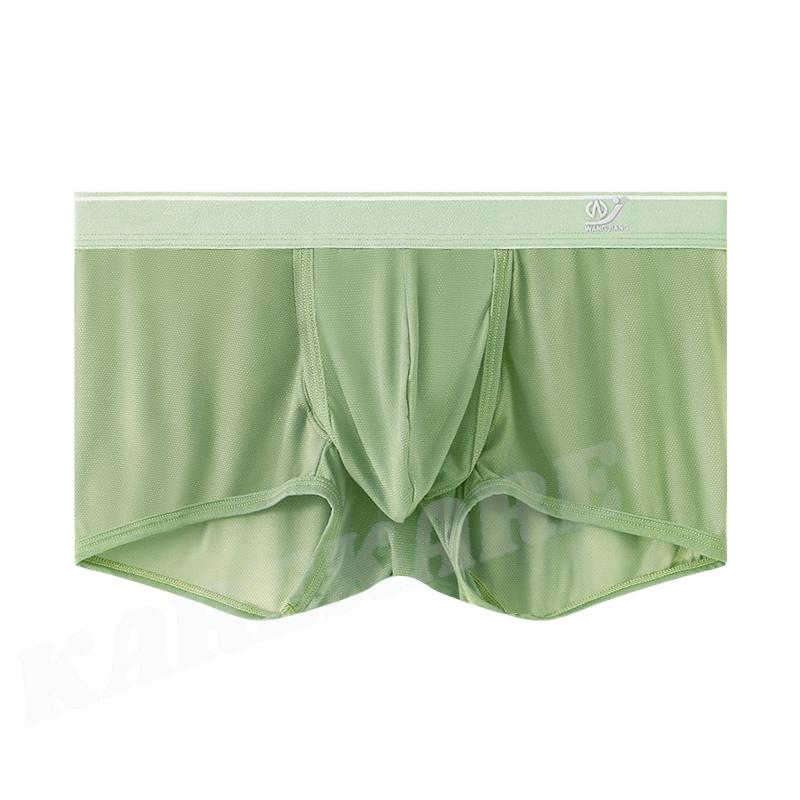 新商品入荷！ WANGJIANG/ワンジャン トランクス ボクサー メッシュ スケ感 通気性 放湿性 超ストレッチ アイスシルク フロントサイドオープン メンズ 男性 下着 |  | 03