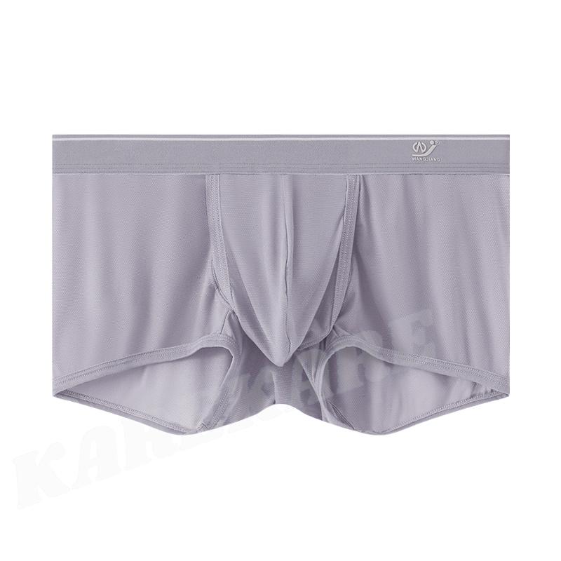 新商品入荷！ WANGJIANG/ワンジャン トランクス ボクサー メッシュ スケ感 通気性 放湿性 超ストレッチ アイスシルク フロントサイドオープン メンズ 男性 下着 |  | 04