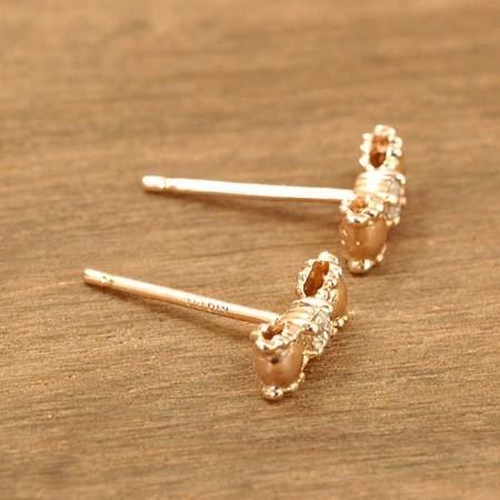 リボン ピアス ダイヤモンド 10金ピンクゴールド K10PG : イノセント