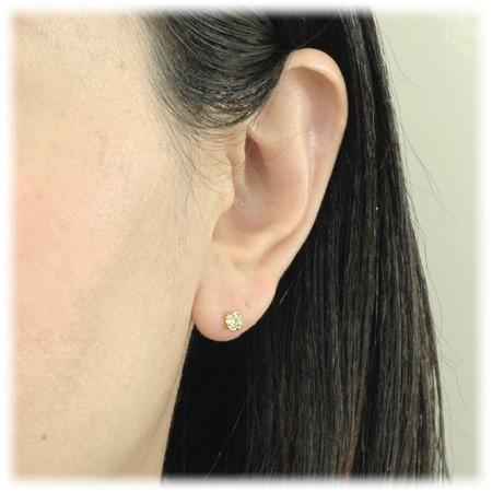 レディース ピアス ハート ダイヤモンド 0.2カラット 18金イエロー 