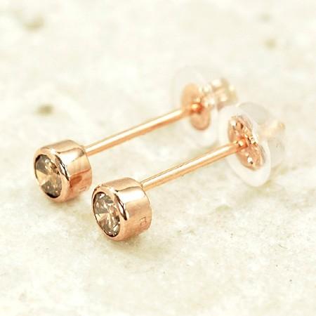 ピアス ブラウン ダイヤモンド 合計0.2ct 18金 ゴールド K18 【Raffine
