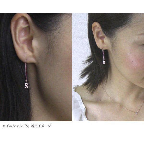 レディース イニシャル アメリカン ピアス 片耳 ブロック体 K 