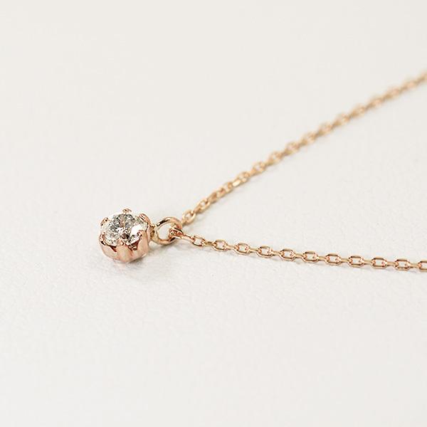 訳あり 6本爪 ネックレス ダイヤモンド 0.1ct 10金ピンクゴールド 