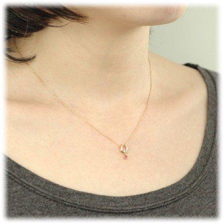 誕生石が選べるホースシュー レディース ネックレス ダイヤモンド 10金