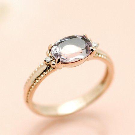 レディース リング ローズアメジスト ダイヤモンド 10金ピンクゴールド
