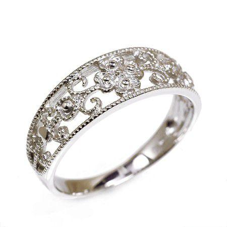 【早い者勝ち】英国 ヴィンテージ 9金 ホワイトゴールド プリンセス リング プリンセスシリーズ“ジュリエット” レディース リング 10金ホワイト